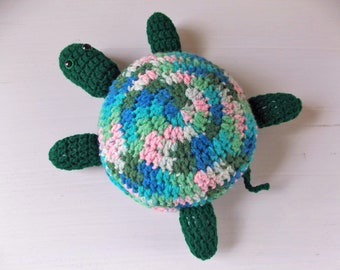 Floor mop turtle, green, blue, pink and white kitchen sink drip catcher tortoise, fun new house gift, spill cleaner, splash sponge