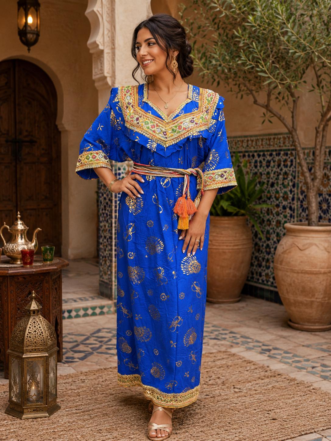 mira green velvet floral embroidered kaftan dress Emerald Green Chiffon and Gold Foil Indian Kaftan