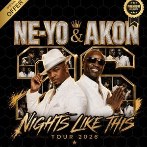 Ne-yo & Akon Nätter som denna Turné 2026 Fan Art T-shirt PNG (digital nedladdning)
