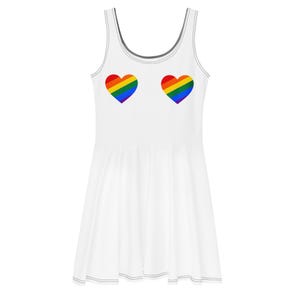 cute pride dress Pride Outfits, Heartbeat Skater Dress, Rainbow Circle Dress Pride, Pride Festival Clothing, Rave Skater Dress, Rave Outfit, Printed Skater Dress, XS