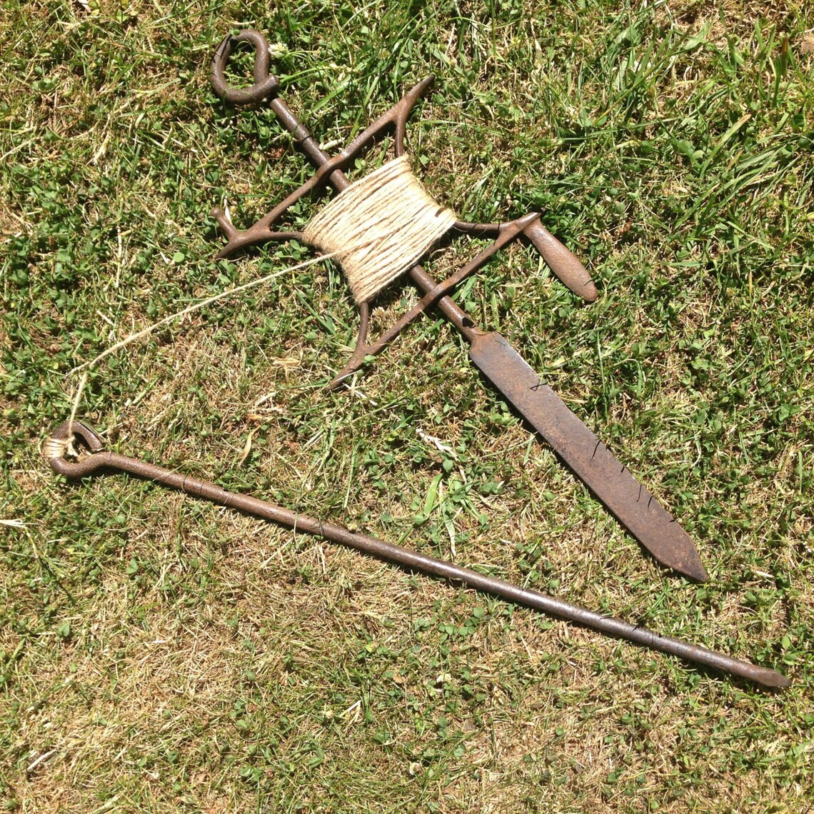 Antique garden line and pin garden row marker iron Etsy