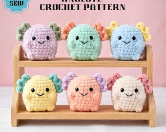 Cute Axolotl Plush Crochet Pattern PDF, Low Sew Chubby Axolotl Amigurumi, Kawaii Plush Toy, Easy Beginner Friendly DIY Gift,Instant Download
