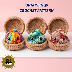 Dumpling & Steamer Crochet Pattern, The Viral No Sew Dumpling Plushie Pattern, Easy Beginner Amigurumi Food Tutorial, Kawaii Plush Tutorial