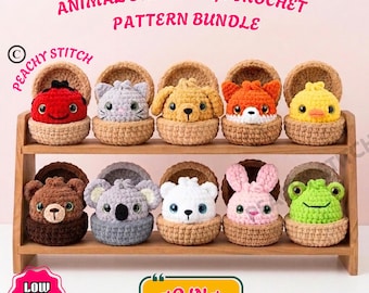 10 in 1  Animal Dumpling & Steamer Crochet Pattern, The Viral No Sew Dumpling Plushie Pattern, Easy Beginner Amigurumi Kawaii Plush Tutorial