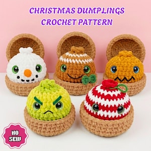 Julklapps- och ångkokningsmönster i PDF-format | Viralt klappmönster för 5 i 1 utan sömnad | Julklapps-Amigurumi-plysch | Enkel julvirkning