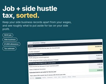 Side Hustle Tax Spreadsheet UK, Job and Self Employed, Self Assessment Tax Return, Sole Trader Income Tracker, Excel Google Sheets
