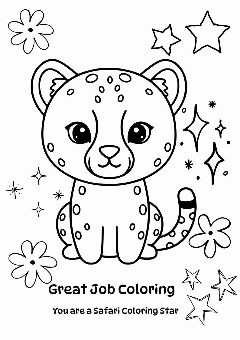 Cute Safari Animals Coloring Book for Kids - Etsy