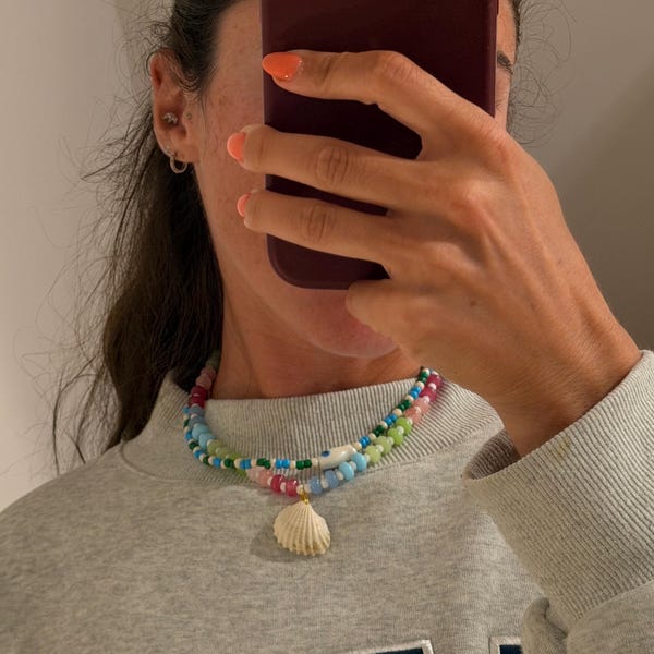 Handmade Beaded Necklace | Custom Initial & Charm Jewelry | Trendy Colorful Necklace