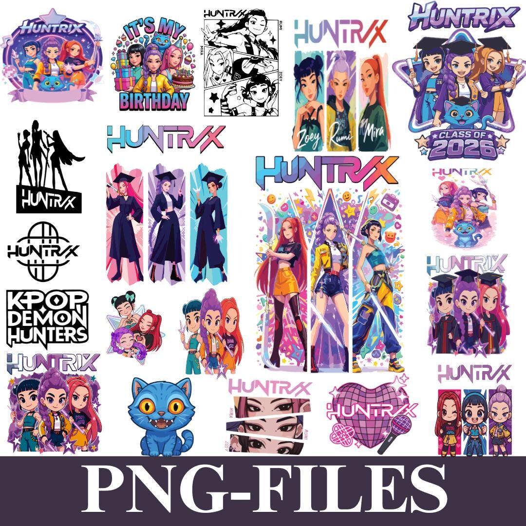 Huntrix PNG Bundle, Character Birthday, Senior 2026 Designs (digital ...