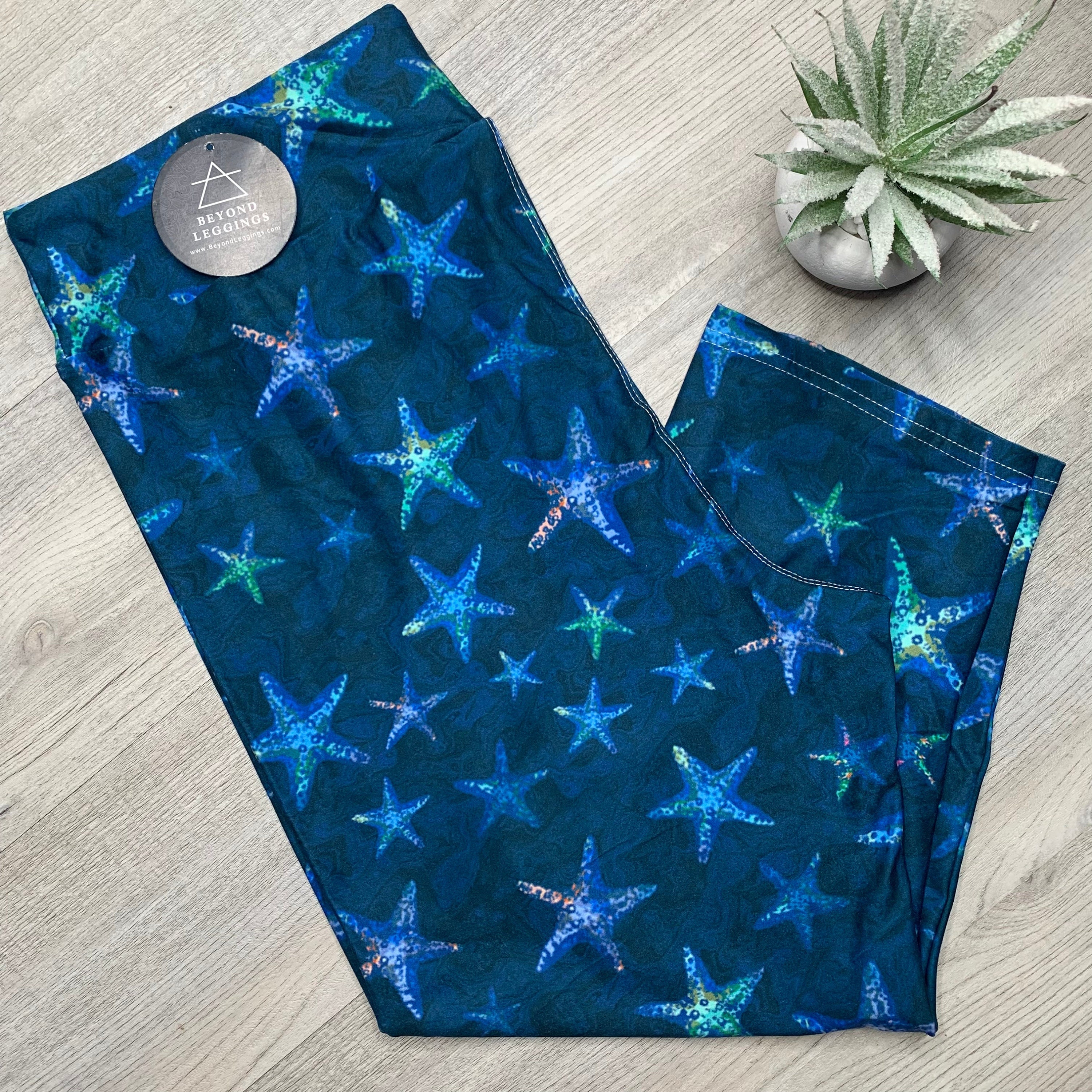 Legging court taille haute bleu etoiles de mer Under the Sea Etsy Canada