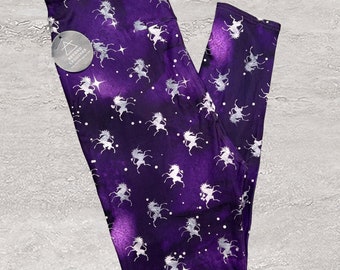 Silver Unicorn Purple Leggings