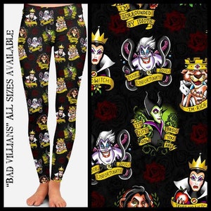 Adult Language Bad Villains Print Leggings