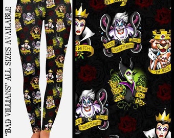 Adult Language Bad Villains Print Leggings