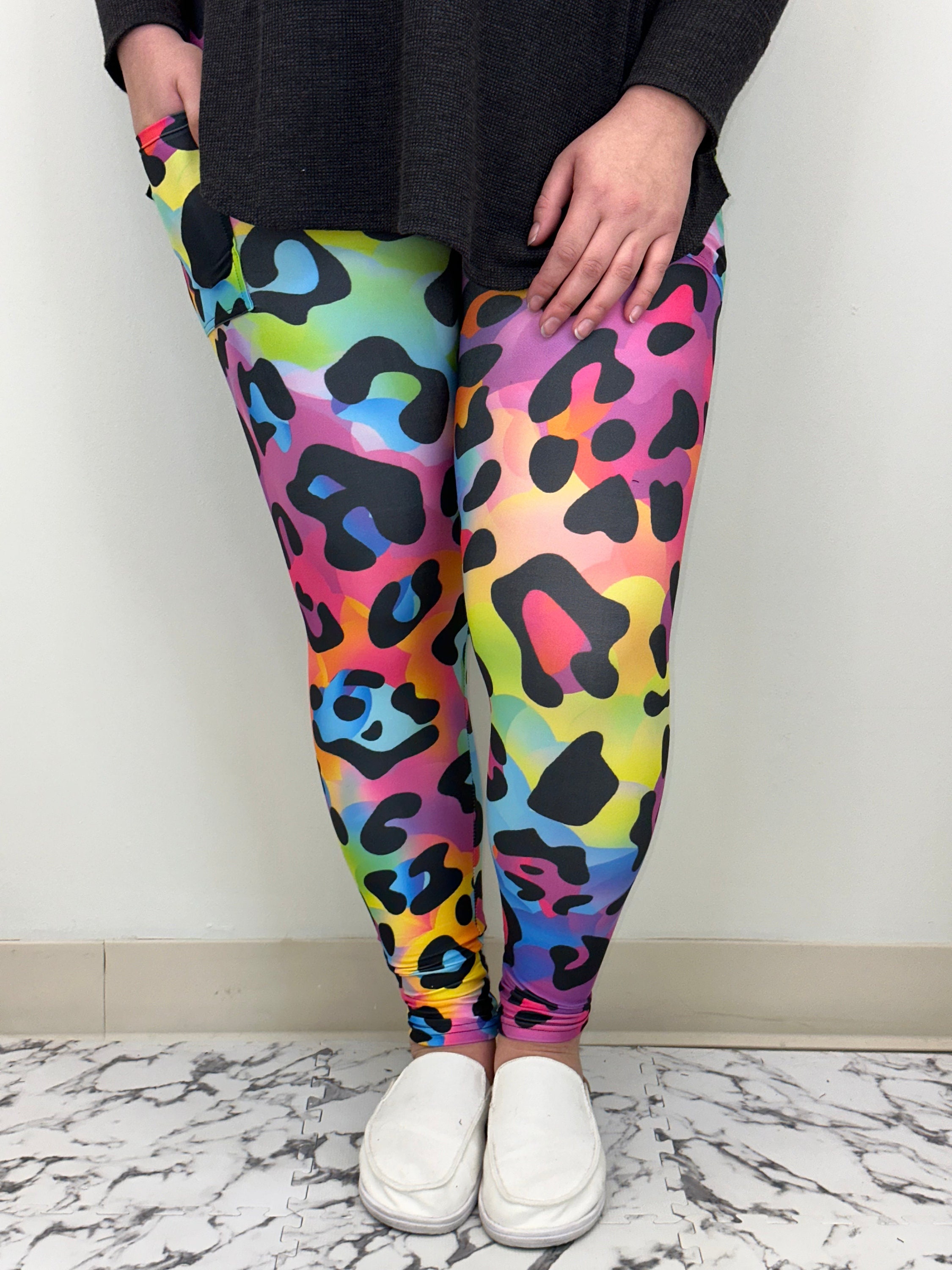 Rainbow Leopard Suspender Leggings with Quad Cutouts on Legs - Top sold  separately 157706 - Women's Clothing