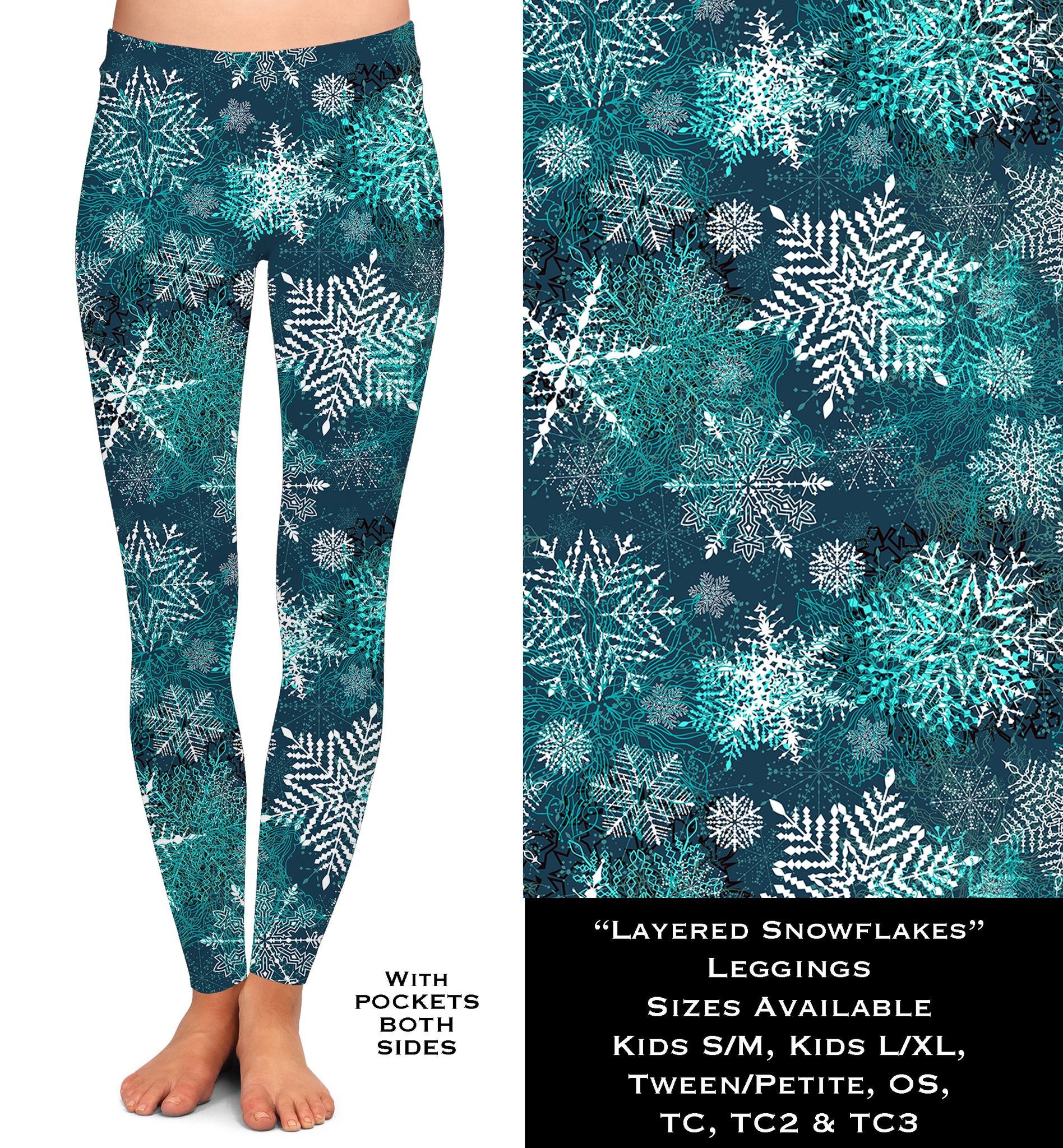 Layered Snowflakes Leggings with Pockets