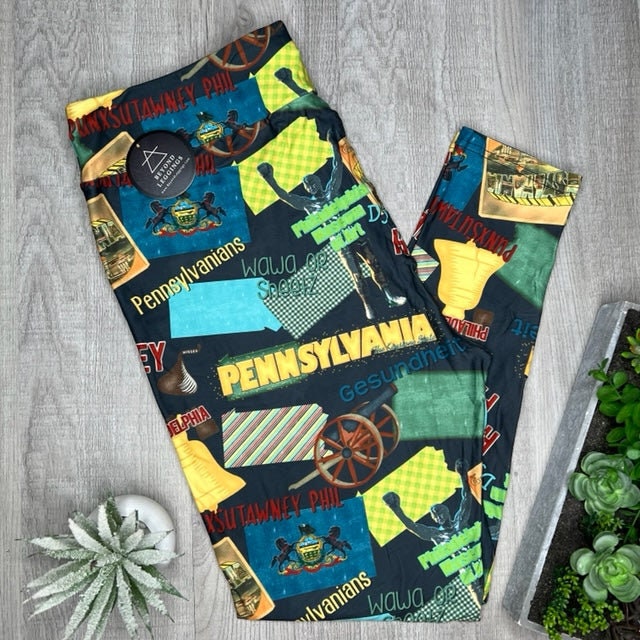Pennsylvania State Leggings Colorful Pa-themed Print Pants