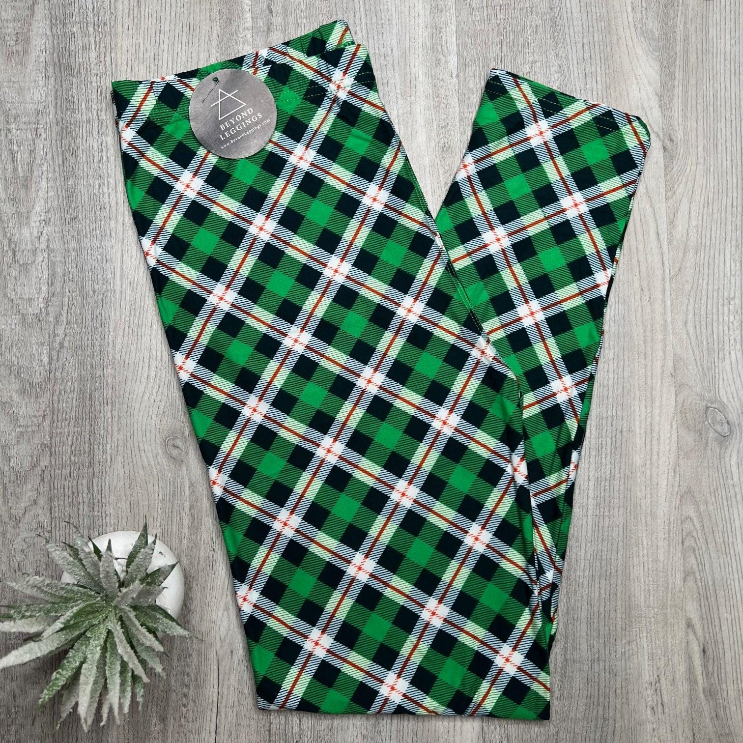 Green White Orange Red Plaid Tartan Print Soft Leggings St Patricks Day Outfit Classic Comfort Fit Etsy Australia