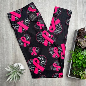 Pink Ribbon Heart Leggings