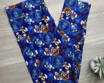 Little Sailor Mouse Cruise Kids Blue Leggings with Pockets - Adorable Nautical Theme Pants for Young Explorers