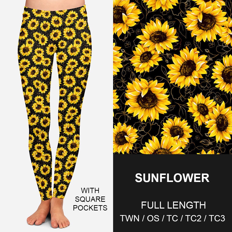 Sunflower Print Tee And High Waist Capri Leggings Plus Size Summer Outfit  [73% OFF]