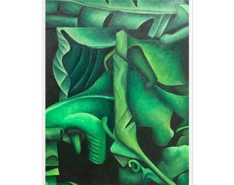 Palm leaf still life painting poster