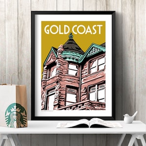 Chicago Poster | Chicago Neighborhood | Chicago City | Chicago Retro | Chicago Frame | Chicago Graphic | Chicago Illustration | GOLD COAST