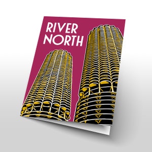 Chicago Cards | Chicago Neighborhood | Chicago City | Chicago Retro | Chicago Graphic | Chicago Illustration | RIVER NORTH (6 Card Set)