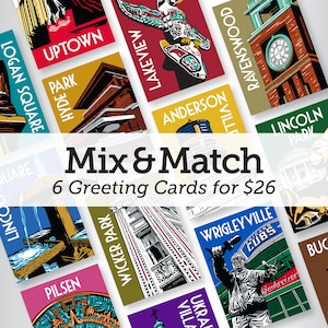 Chicago Cards | | Chicago Neighborhood | Chicago City | Chicago Retro | Chicago Graphic | Chicago Illustration | ASSORTED (6 Card Set)