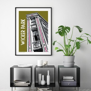 Chicago Poster Chicago Neighborhood Chicago City Chicago Retro Chicago Frame Chicago Graphic Chicago Illustration WICKER PARK image 3