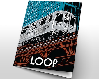 Chicago Cards | Chicago Neighborhood | Chicago City | Chicago Retro | Chicago Graphic | Chicago Illustration | LOOP (6 Card Set)