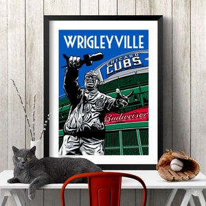 affiche de Chicago | Quartier de Chicago | Ville de Chicago | Rétro de Chicago | Cadre Chicago | Graphique de Chicago | Illustration de Chicago | WRIGLEYVILLE
