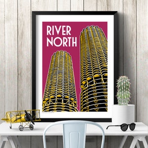 Chicago Poster | Chicago Neighborhood | Chicago City | Chicago Retro | Chicago Frame | Chicago Graphic | Chicago Illustration | RIVER NORTH