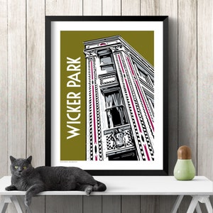 Chicago Poster Chicago Neighborhood Chicago City Chicago Retro Chicago Frame Chicago Graphic Chicago Illustration WICKER PARK image 1