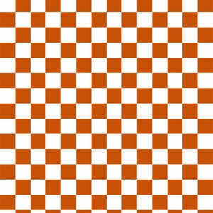 May include: A repeating pattern of alternating orange and white squares, forming a checkered design. The squares are of equal size and arranged in a grid, filling the image. The colour scheme is simple and bold.