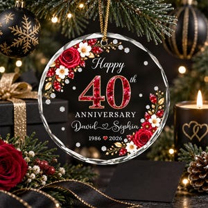 Personalized 40th Anniversary Ornament, Ruby Wedding Gift, 40th Wedding Xmas Ornament,  40 Years Married Keepsake for Parents, 40th Decor