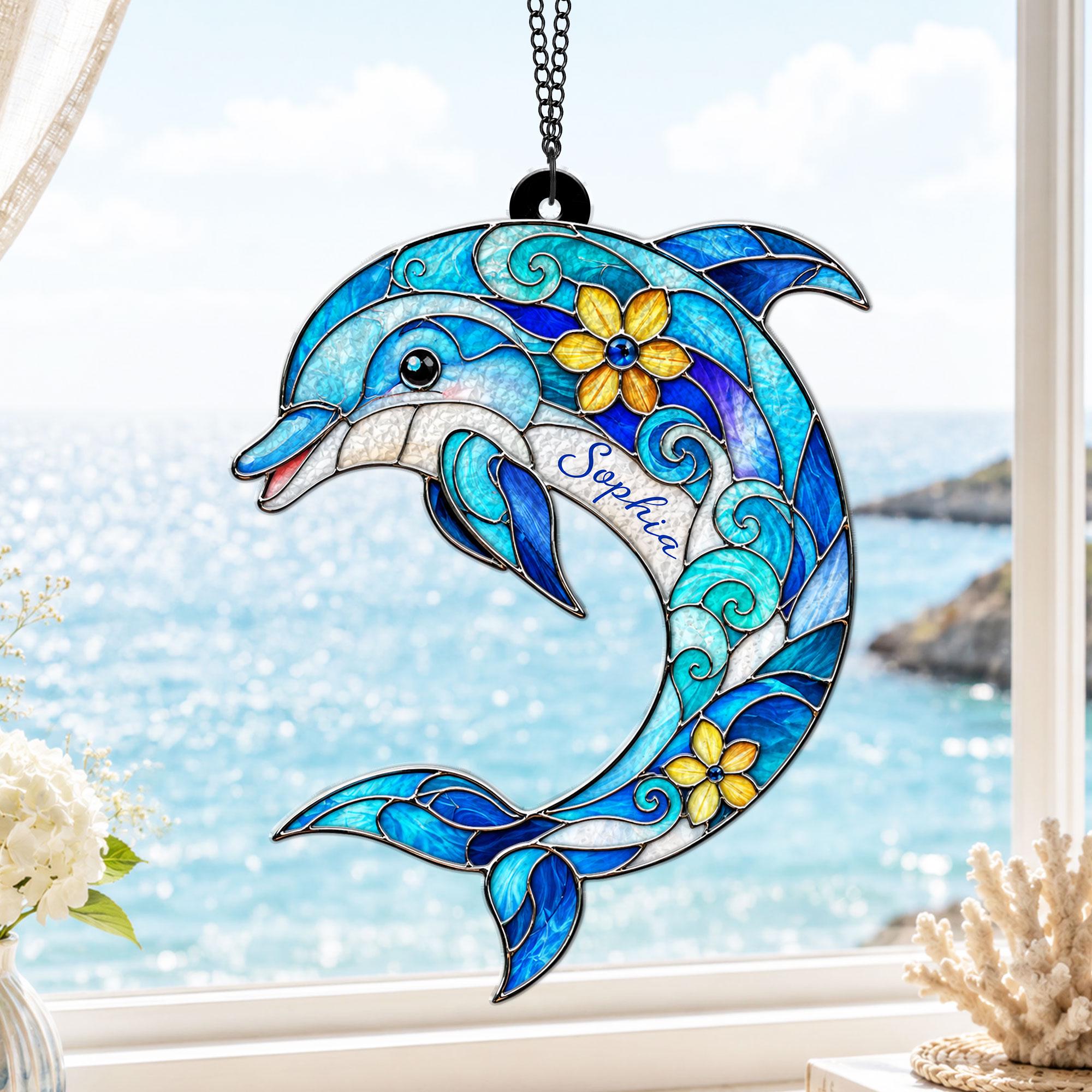 Stained glass window dolphin - Etsy 日本