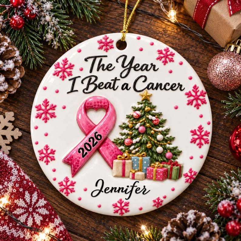 Personalized I Beat Cancer Raised Relief Ornament, the Year Beat Cancer ...