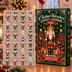 Julnötknäpparen adventskalender 2026, 24 dagars nötknäppardekorationer, julnedräkningspresent, julgransdekorationer, julminne