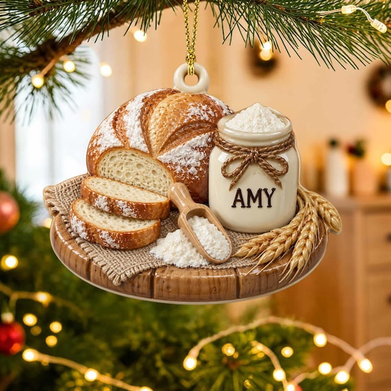 Personalized Baker Christmas Ornament, Custom Name Bread Baking 3D Acrylic Ornament, Sourdough Baker Gift, Bread Lover Christmas Keepsake