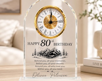 Personalized Birthday Acrylic Clock, Custom 50th, 60th, 70th 80th Birthday Gift for Dad Grandpa, Birthday Decor, Birthday Keepsake For Him