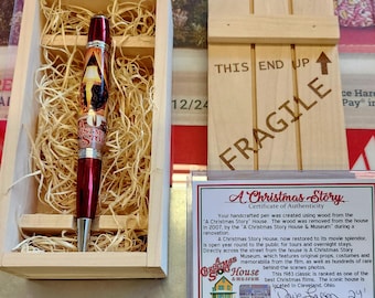 Relic ~ A Christmas Story movie  imbeded wood  pen and leg lamp crate! With COA. Red Rider, Ralphie