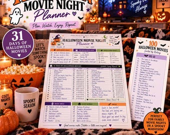 31-Day Halloween Movie Night Planner | Spooky Movie Tracker (PDF Download)
