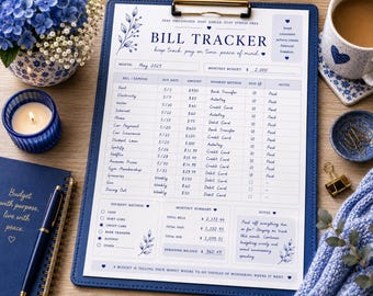 月間請求書トラッカー（印刷可能）｜予算プランナー／支出オーガナイザー（PDFダウンロード）