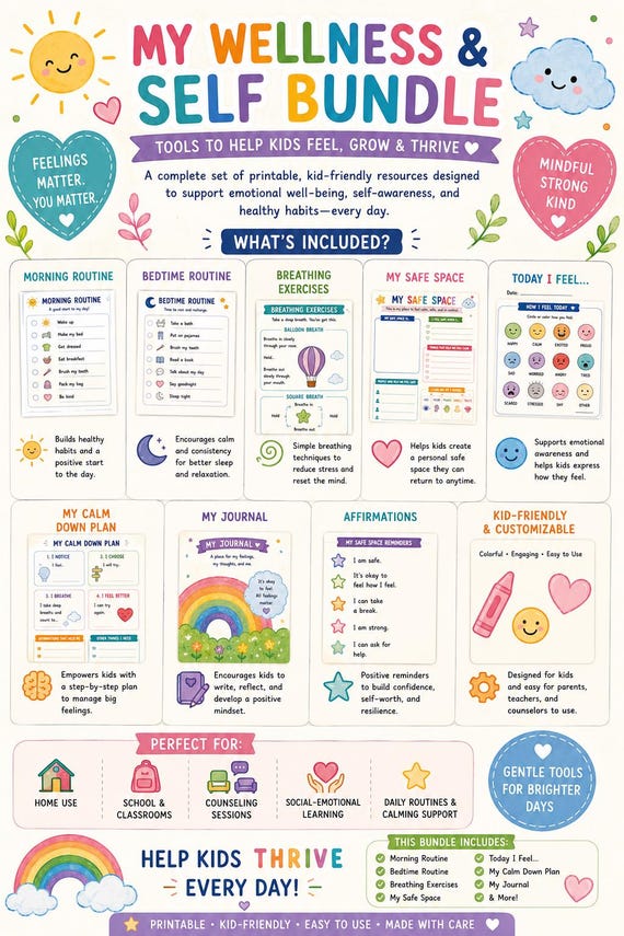 Neurodivergent Support Printable Bundle | Calm Down Tools, Visual Schedule (PDF)