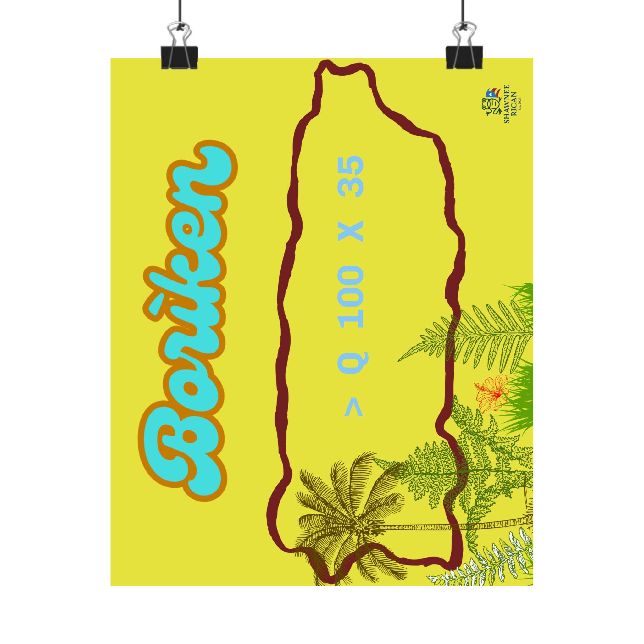 Boriken Map.pdf Boriken Palm Island Poster Matte Vertical Print | Puerto Rico Map ...