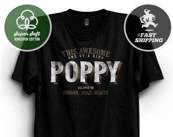  BenShop247 Personlaized Proud Poppy of Little Heroes Christmas  T Shirt, Customized Poppy with Kids Name Shirt, Santa Hat Xmas Grandkids  Name Shirt, Candy Cane : Clothing, Shoes & Jewelry