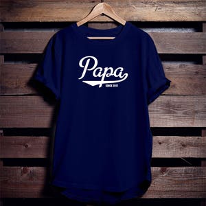 PAPA Since T-Shirt Personalized with year Father&#39;s Day Christmas Gift Many Colors S-4XL Since 2019 Established Shirt