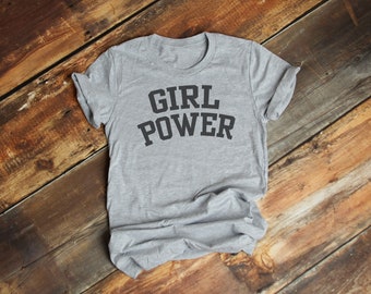 Girl Power Up T-Shirt,  Premium Swoop Ringspun Cotton Shirt, Very Comfy Tee Feminist