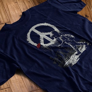 Peace T-Shirt Banksy Style | Ukraine Shirt | Boy with Rose tshirt | Street Art Tee | Ringspun Cotton