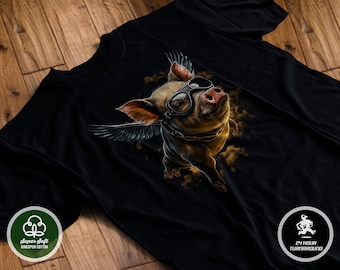 When Pigs Fly T-Shirt | Funny Gift | When Hell Freezes Over tshirt | Shirt for Dad | Ringspun Cotton